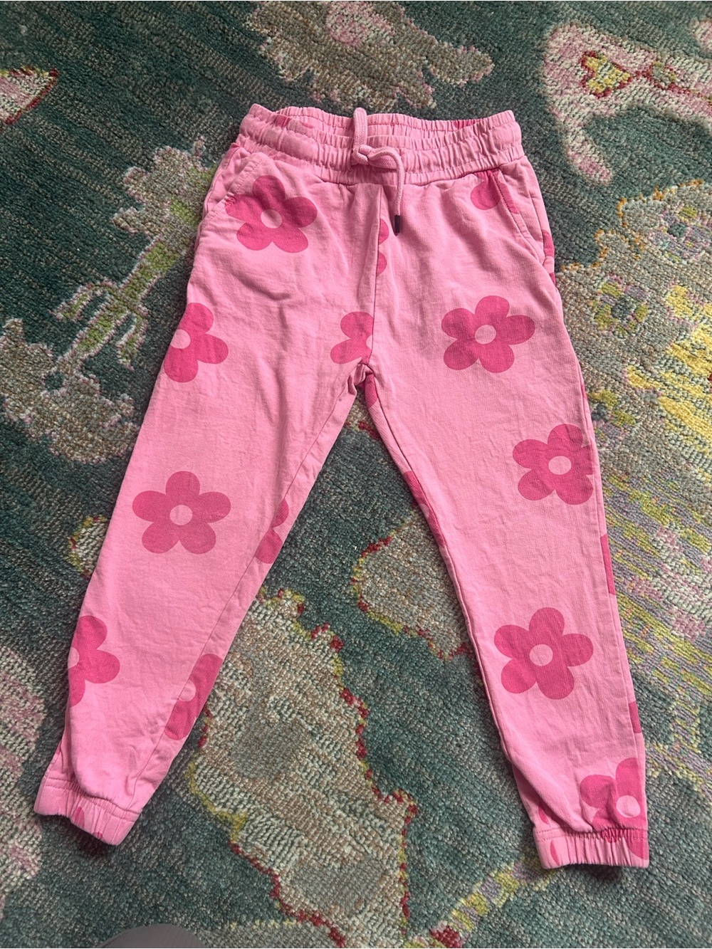 Girls Pink Floral Matching Set - Cozy Long Sleeve Top/ Jogger Pants 100% cotton - Picture 4 of 6
